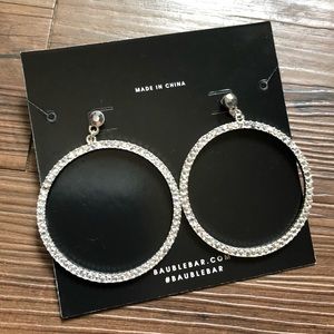 Baublebar Silver & Rhinestone Hoop Earrings